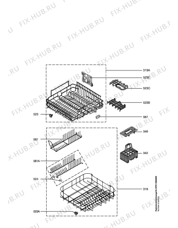 Взрыв-схема посудомоечной машины Electrolux ESU6222W - Схема узла Baskets, tubes 061